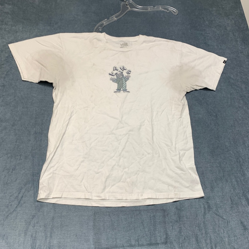 Vans Classic Fit T Shirt Mens Large White Cotton Graphic Print Crew Neck Summer